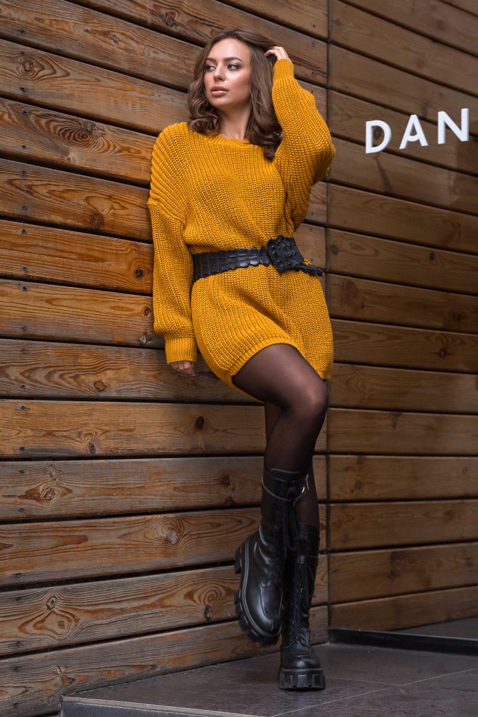 Knitted tunic-dress &quot;Tina&quot; (mustard)