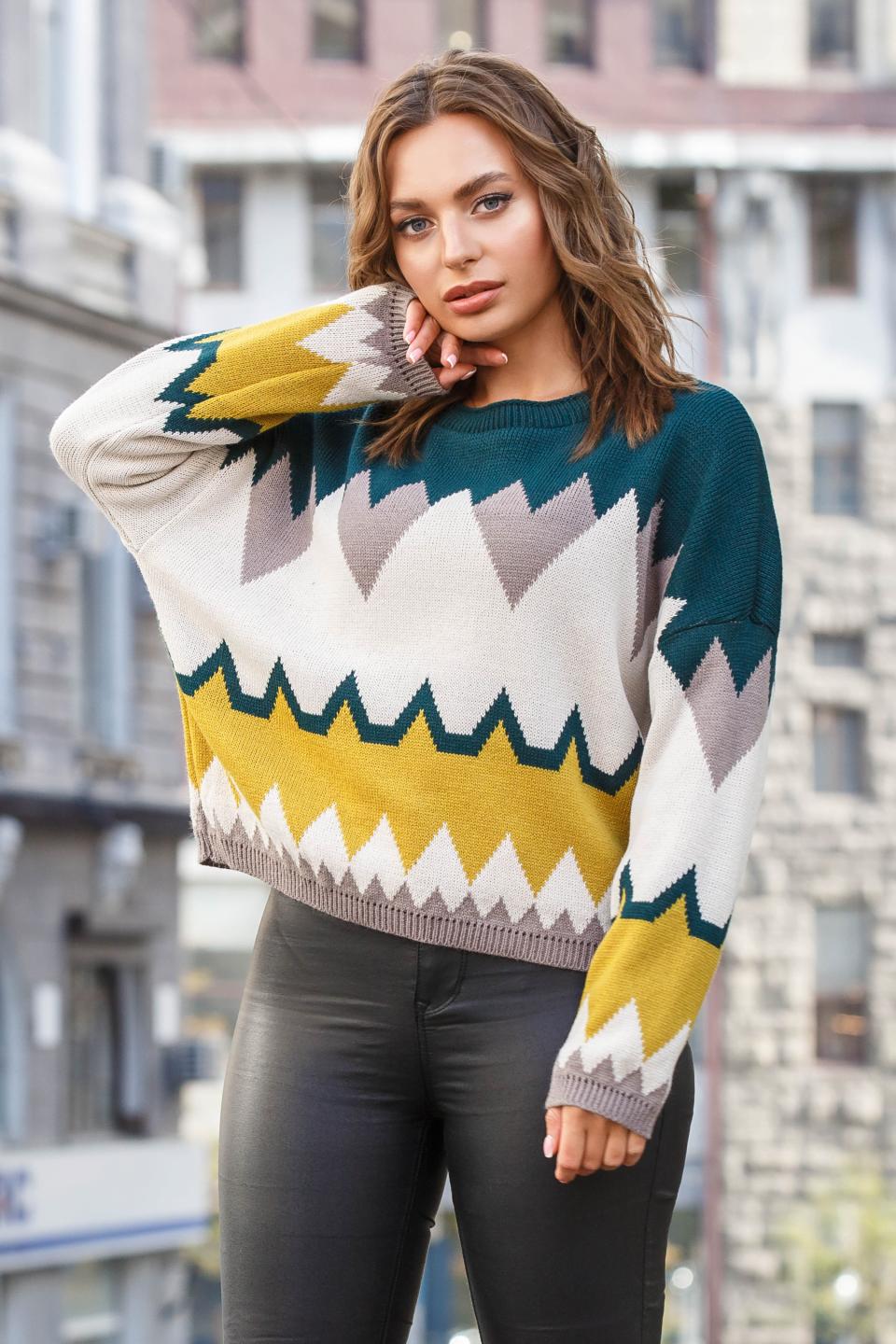 Light knitted jumper &quot;Lana&quot; (emerald, linen, pistachio, cappuccino)