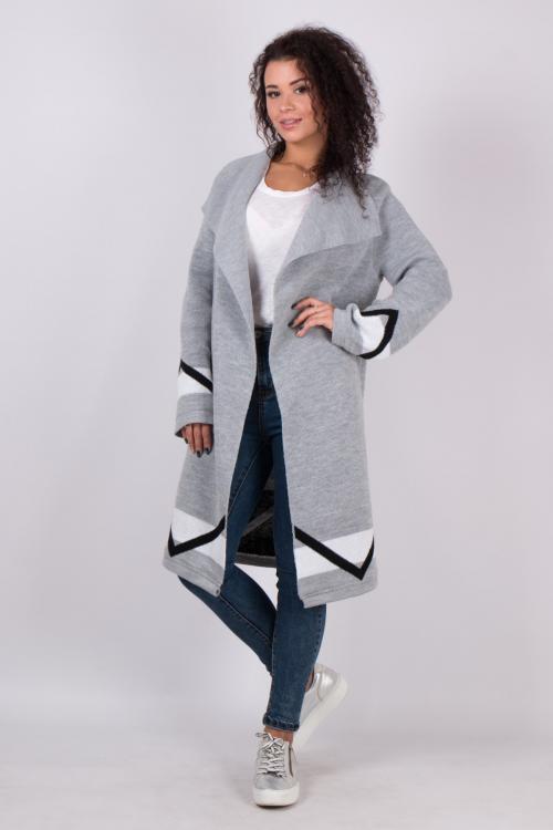 Knitted warm cardigan "Deniza" (gray, white, black)