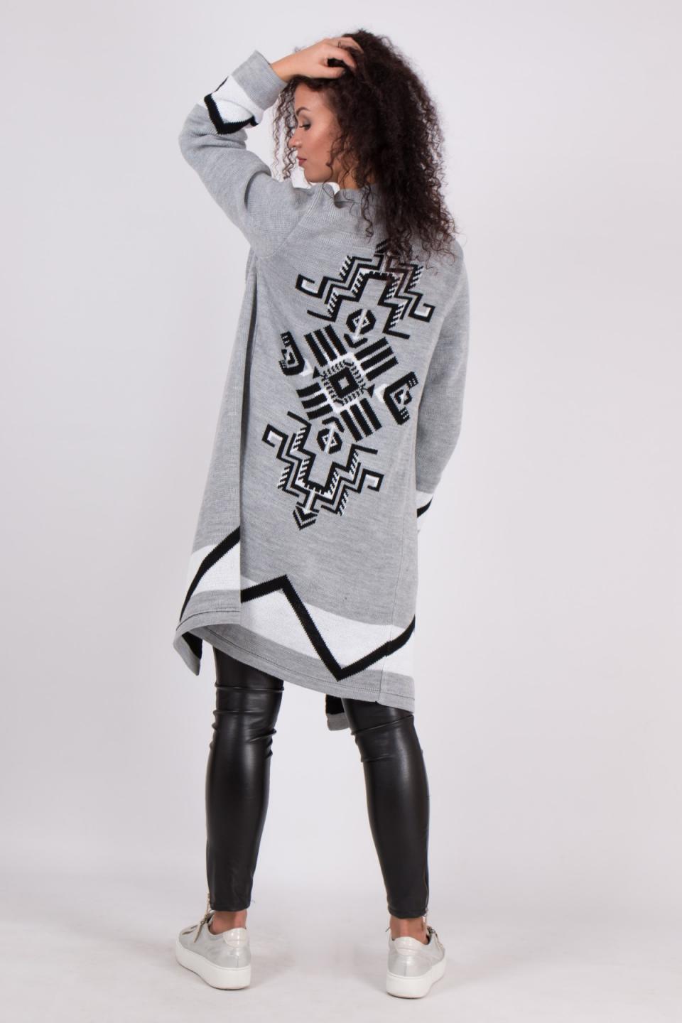 Knitted warm cardigan &quot;Deniza&quot; (gray, white, black)