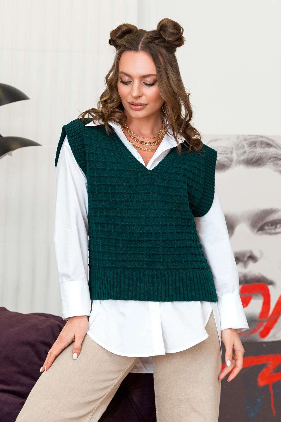 Molly Women&#39;s Knitted Vest (Dark Emerald)