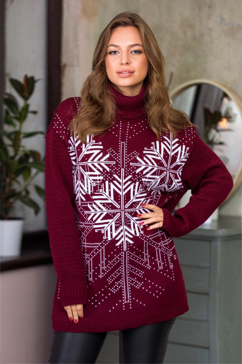 Warm sweater with snowflakes &quot;Fairy tale&quot; (Marsal, white)