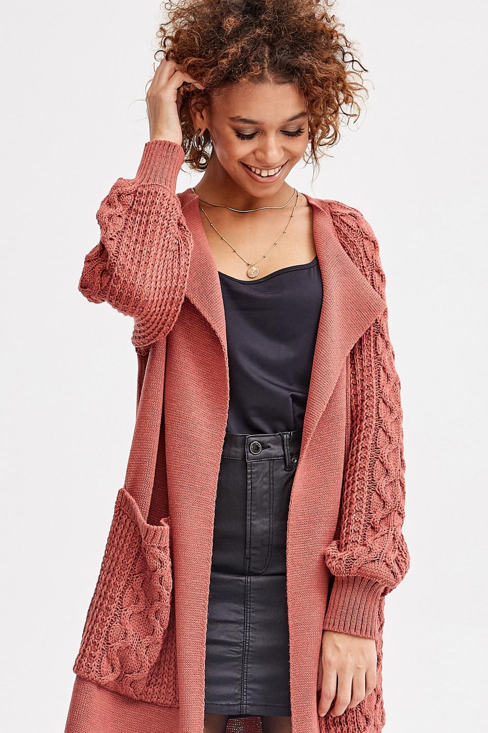 Fashionable knitted cardigan &quot;Marshmallow&quot; (brick)