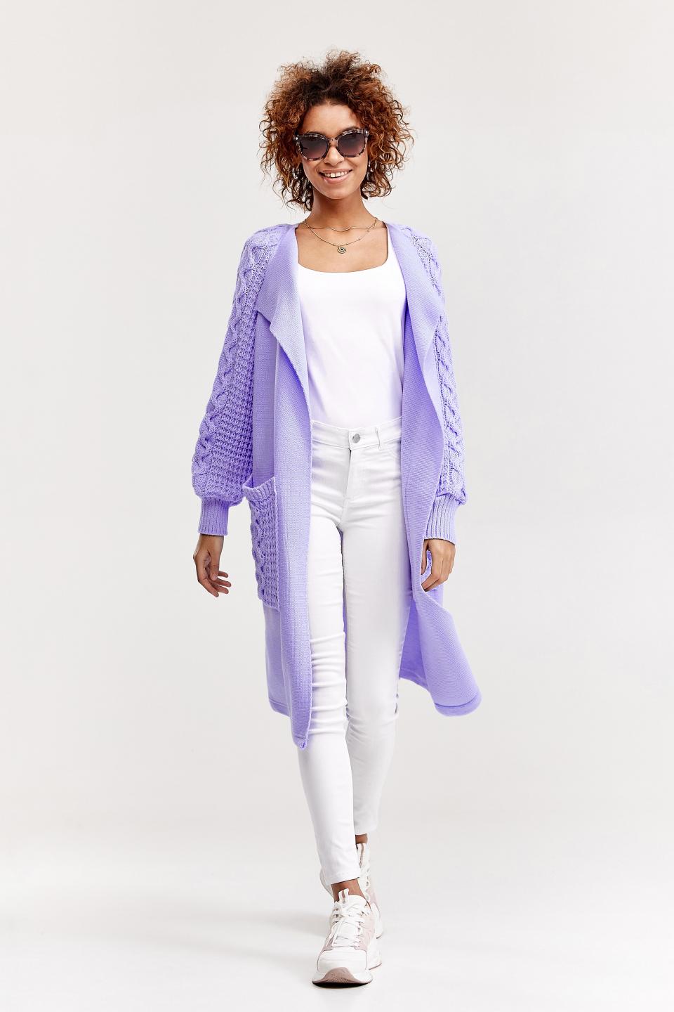 Knitted fashionable cardigan &quot;Marshmallow&quot; (lilac)