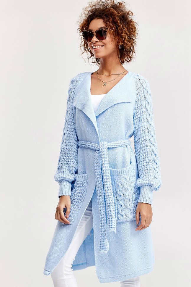 Knitted fashionable cardigan "Marshmallow" (blue)