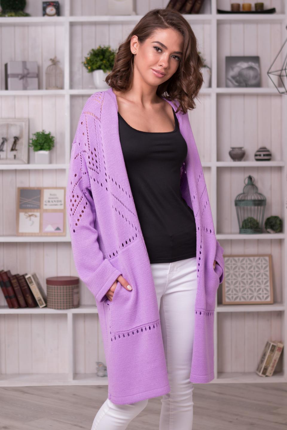 Emily Lightweight Cardigan With Pockets (Lavender)