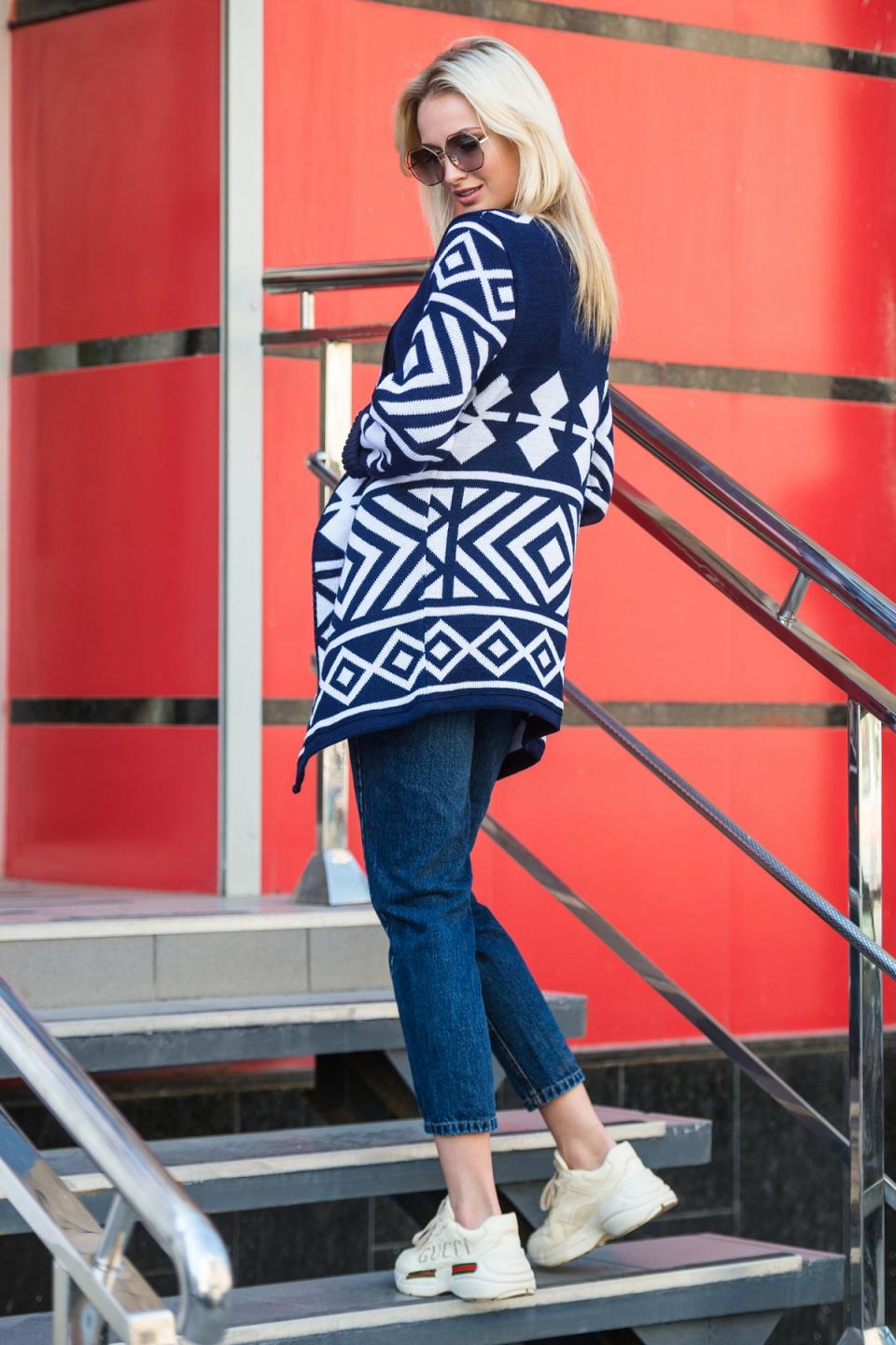 Knitted warm cardigan &quot;Arizona&quot; (blue, white)