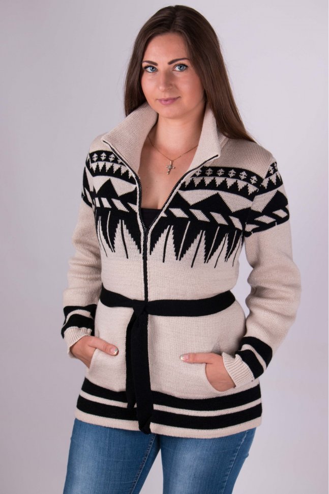 Knitted sweater with a zipper "Toffee" (linen, black)