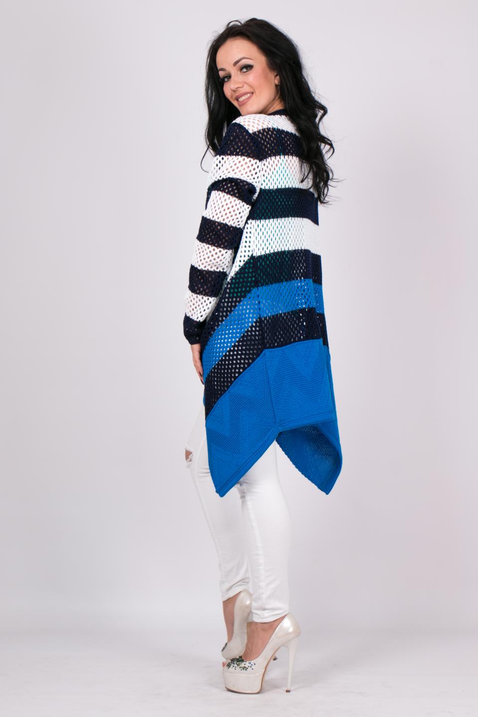 Lightweight knitted cardigan &quot;Lime&quot; (blue, white, electric)