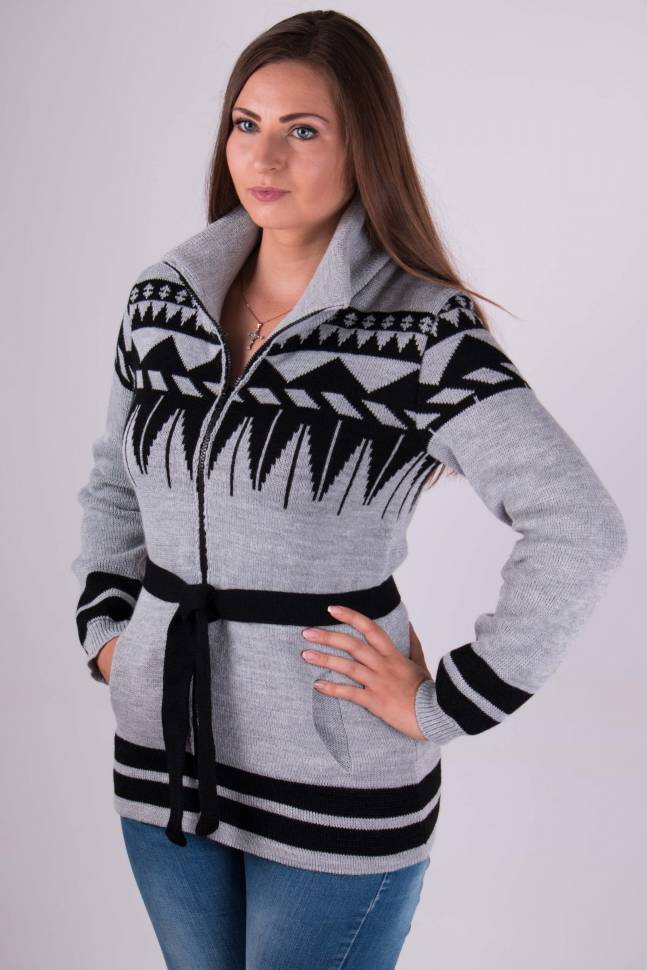Knitted sweater with a zipper "Toffee" (gray, black)