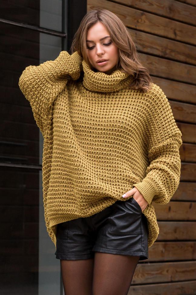 Warm knitted sweater oversize &quot;Freestyle&quot; (pistachio)