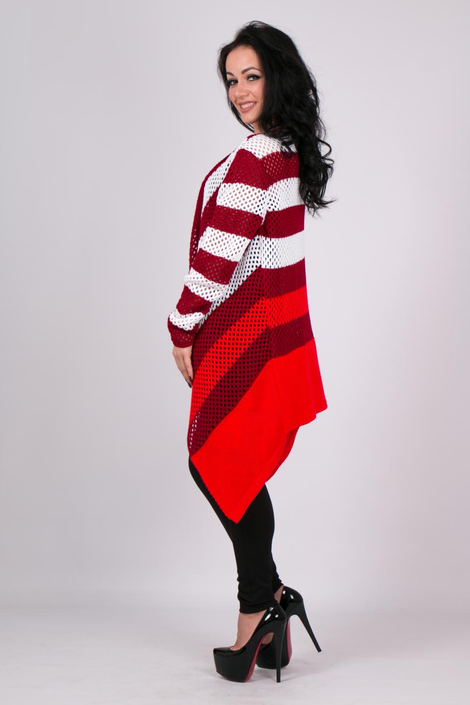 Lightweight knitted cardigan &quot;Lime&quot; (cherry, white, red)