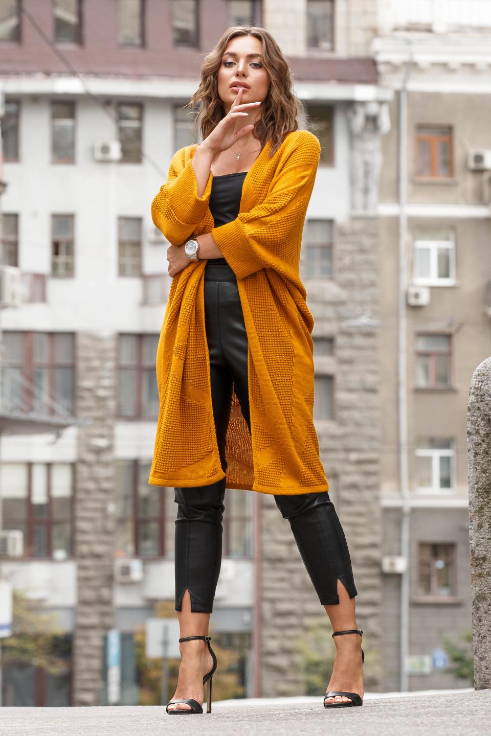Lightweight oversize cardigan &quot;Mouse&quot; (mustard)