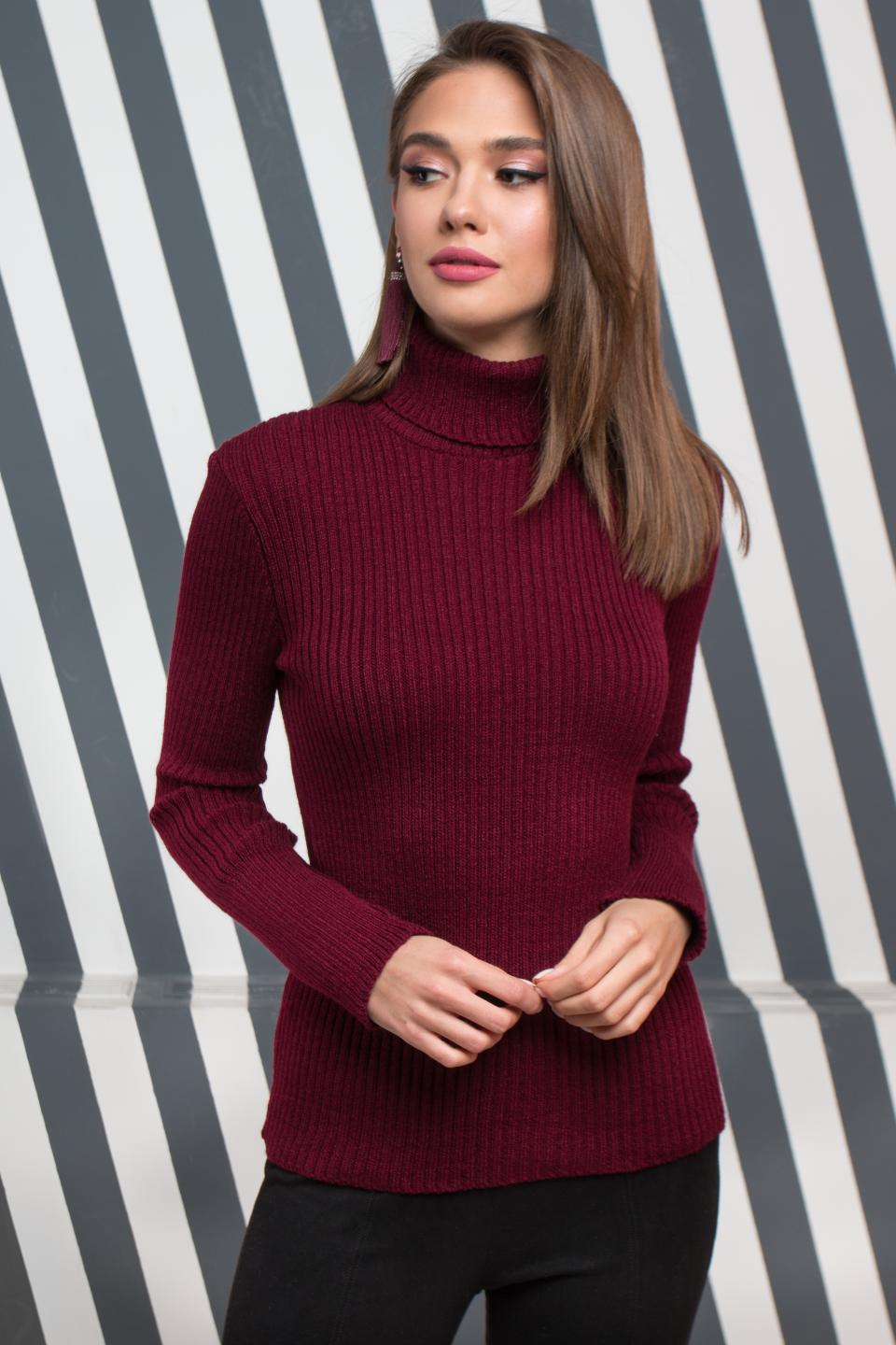 Warm knitted casual &quot;Golfik&quot; (marsala)