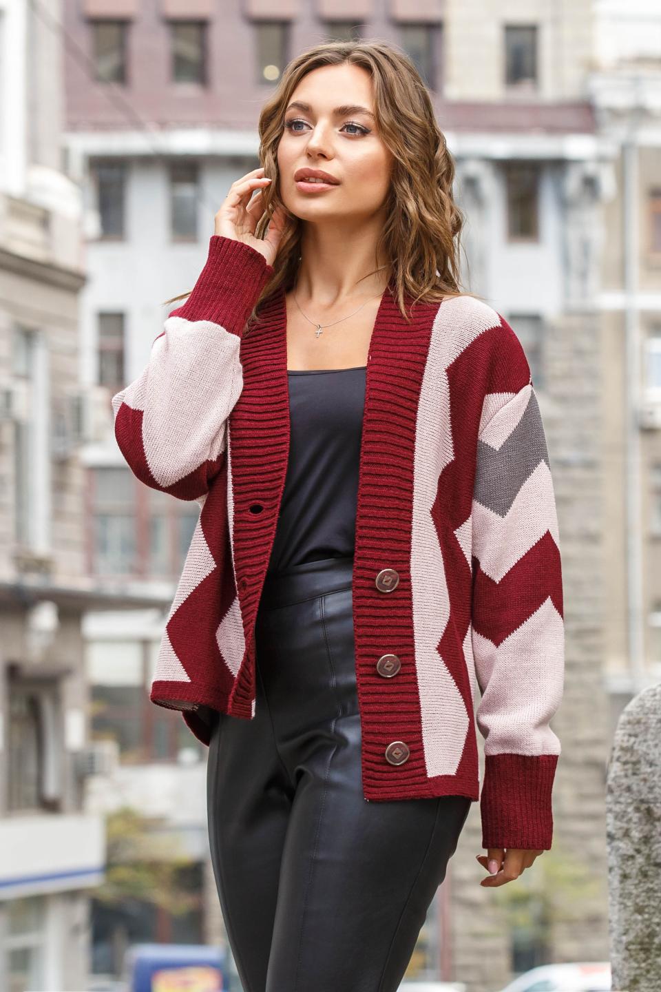 Mini cardigan with buttons &quot;Nevada&quot; (burgundy, powder, graphite)