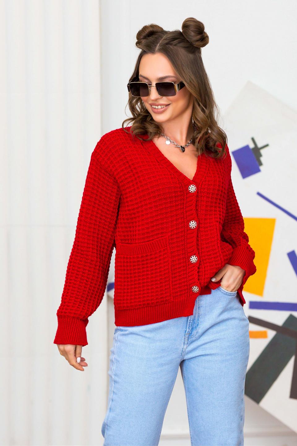 Malibu button-up cardigan (red)