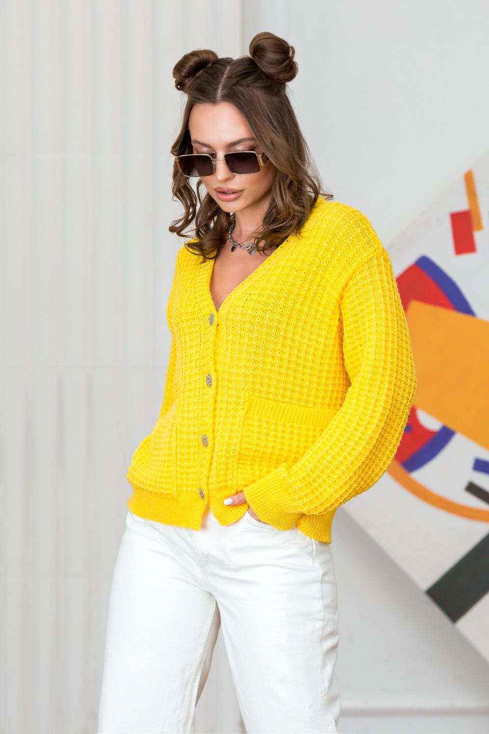 Malibu button-up cardigan (yellow)