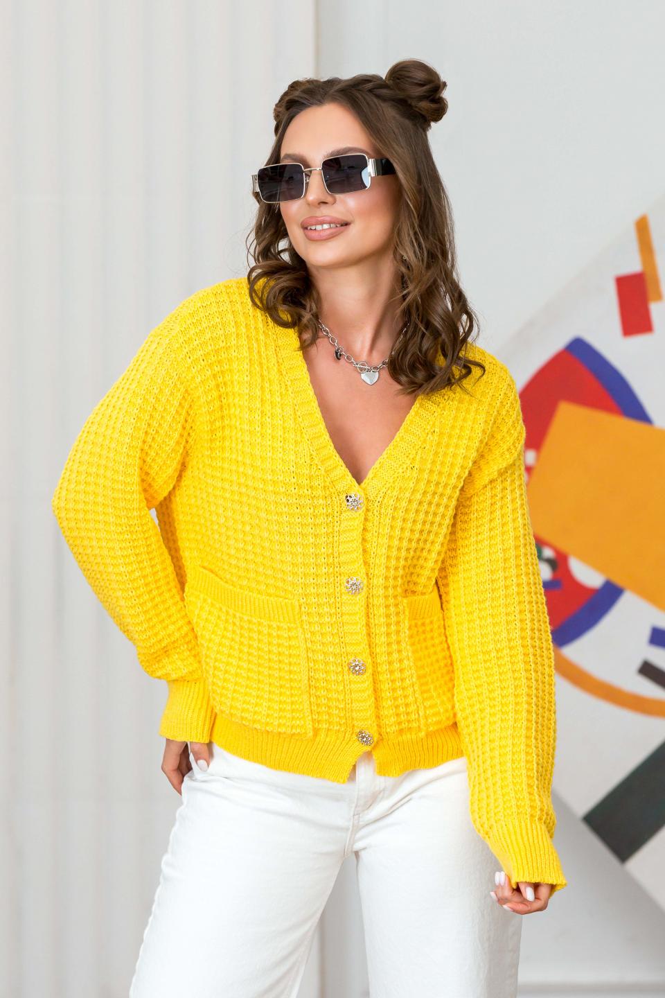 Malibu button-up cardigan (yellow)