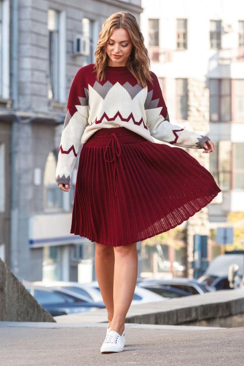 Knitted mini skirt (burgundy)